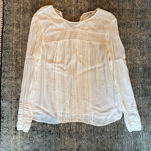 White Boden Blouse with Eyelet Lace and Pintuck Detail